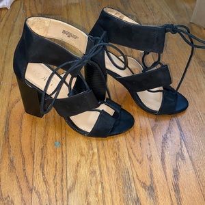 Loft black lace up heels